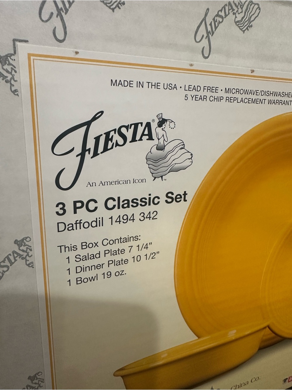 Fiesta Bright Daffodil 3-Piece Rim Classic Dish Set NWT - Picture 6 of 6